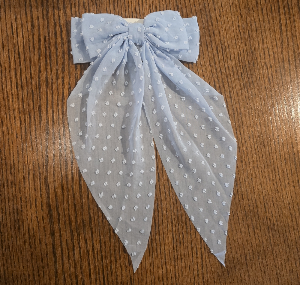 Elegant Blue Polka Dot Hair Bow